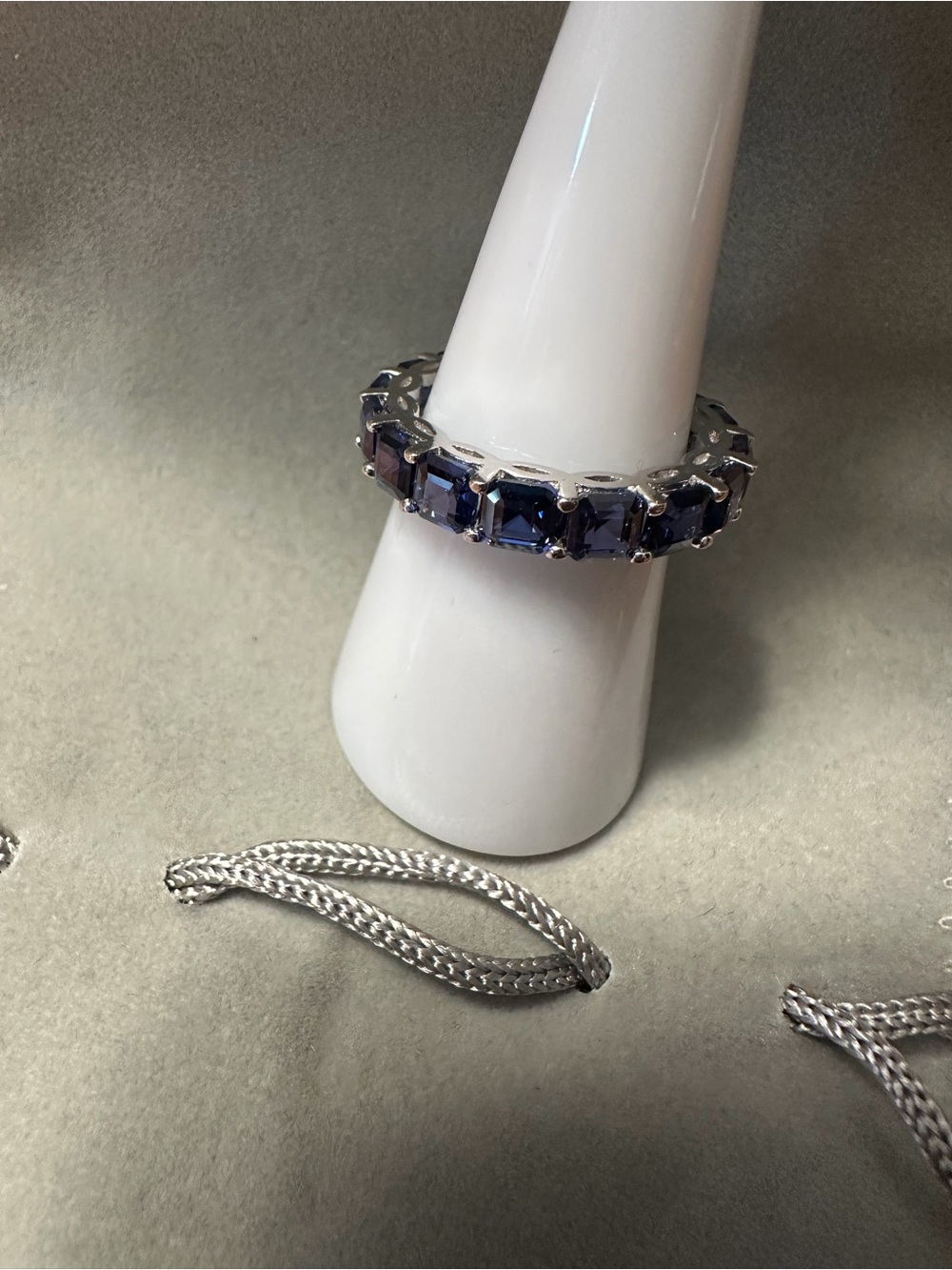 Sterling Silver Tanzanite  Eternity Ring